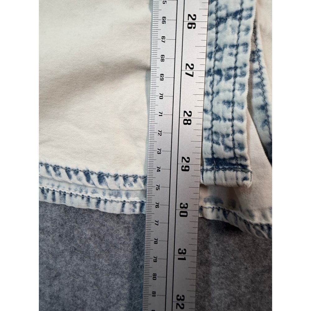 Wet Seal Womens Acid Wash Denim Button Down Shirt Y2K Blue White Cotton Large - Picture 5 of 7